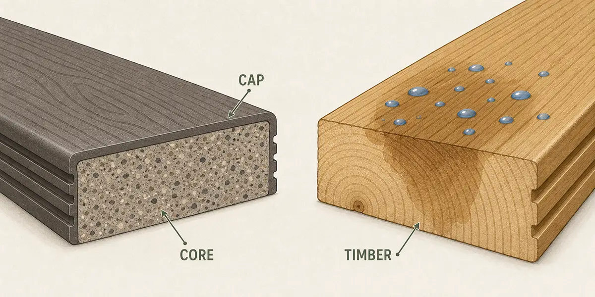 Illustration of typical lifespans of decking materials